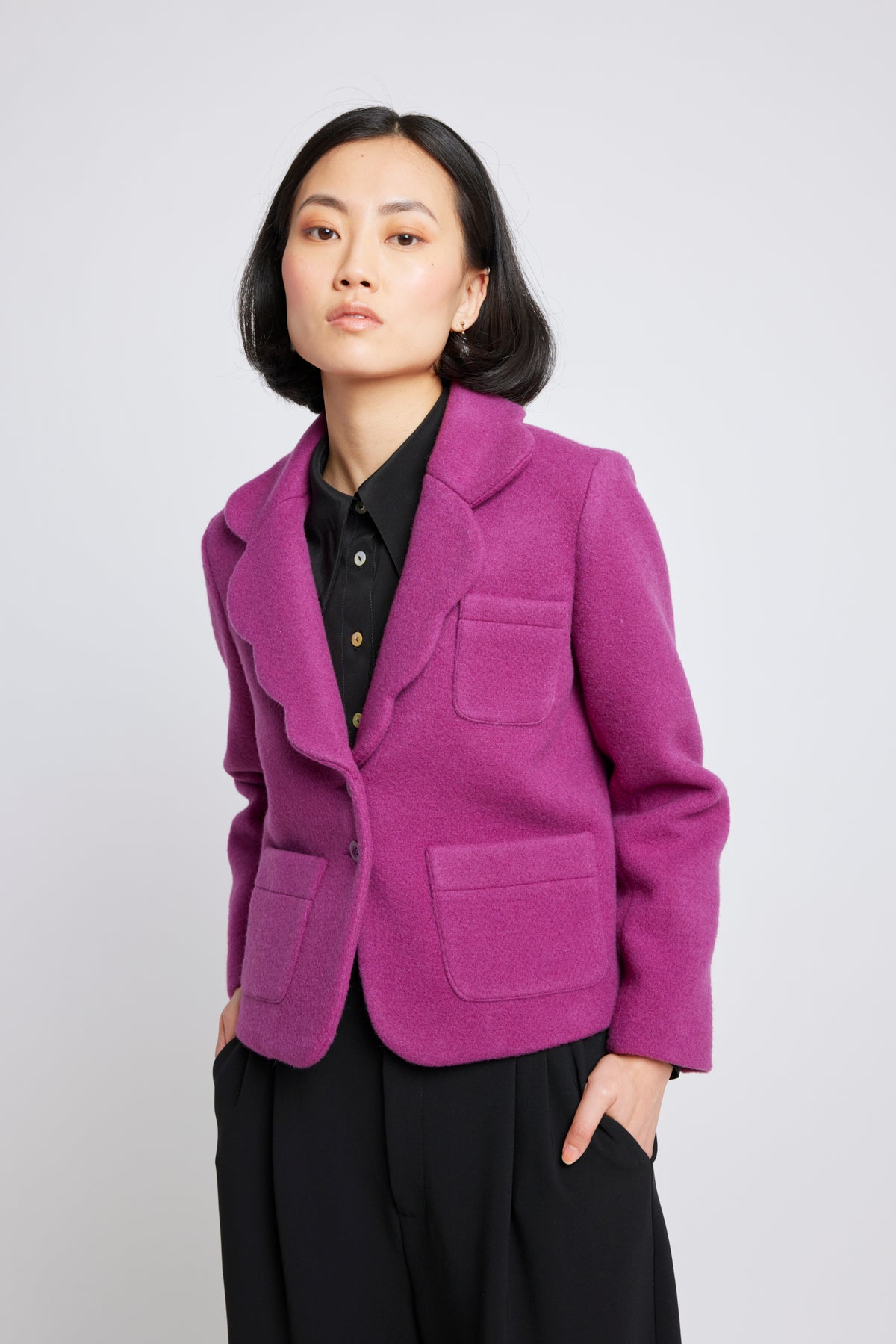 Purple flag scalloped blazer