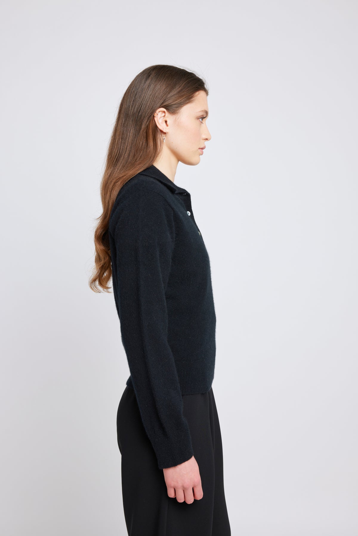 Eliza long-sleeved polo - Black