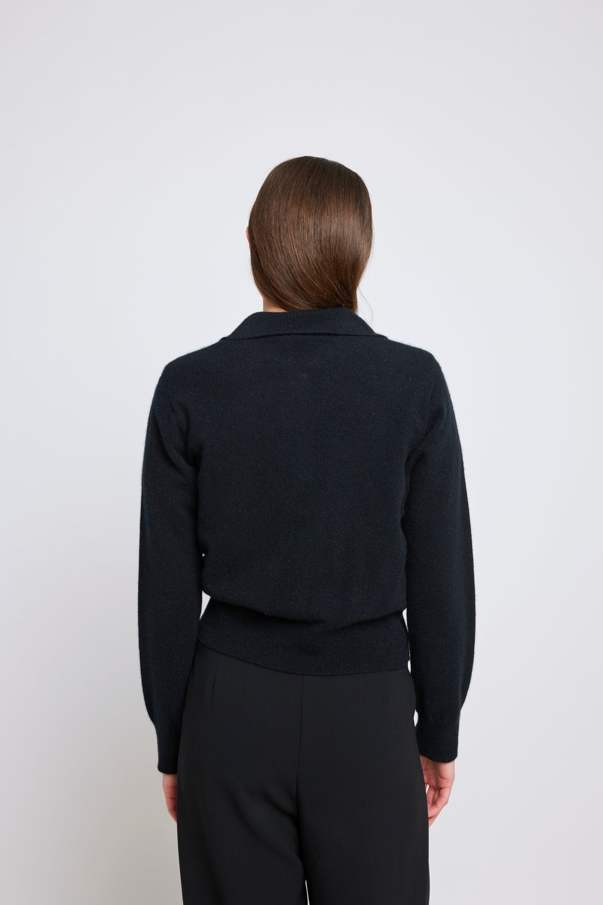 Eliza long-sleeved polo - Black