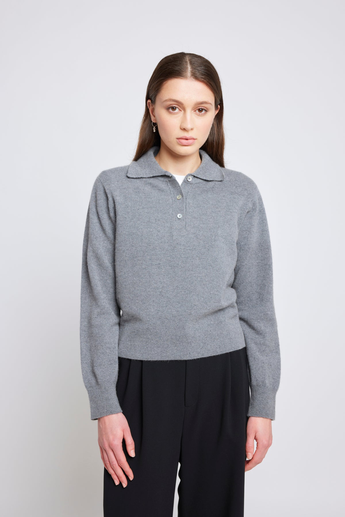 Eliza long-sleeved polo - Grey