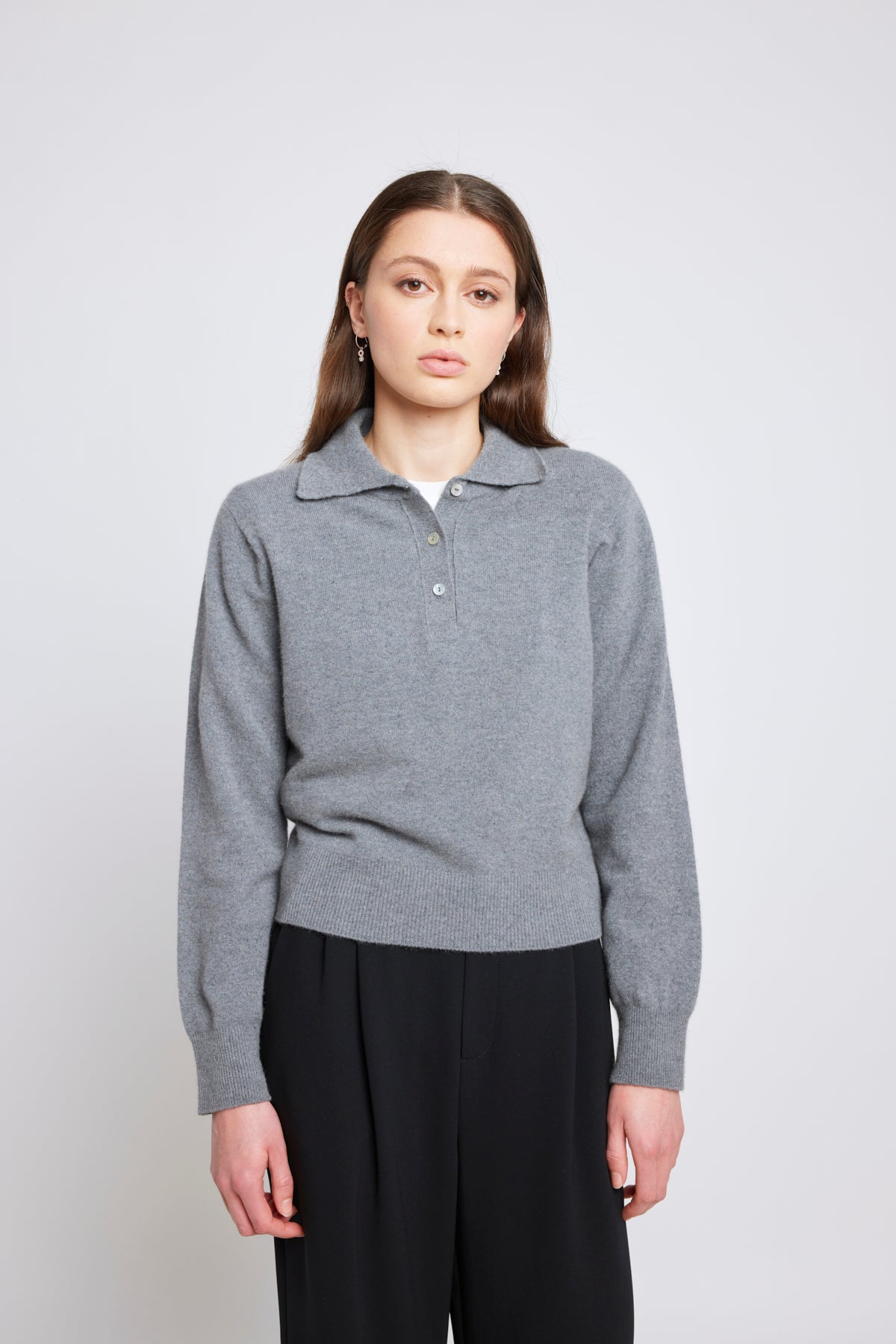 Eliza long-sleeved polo - Grey